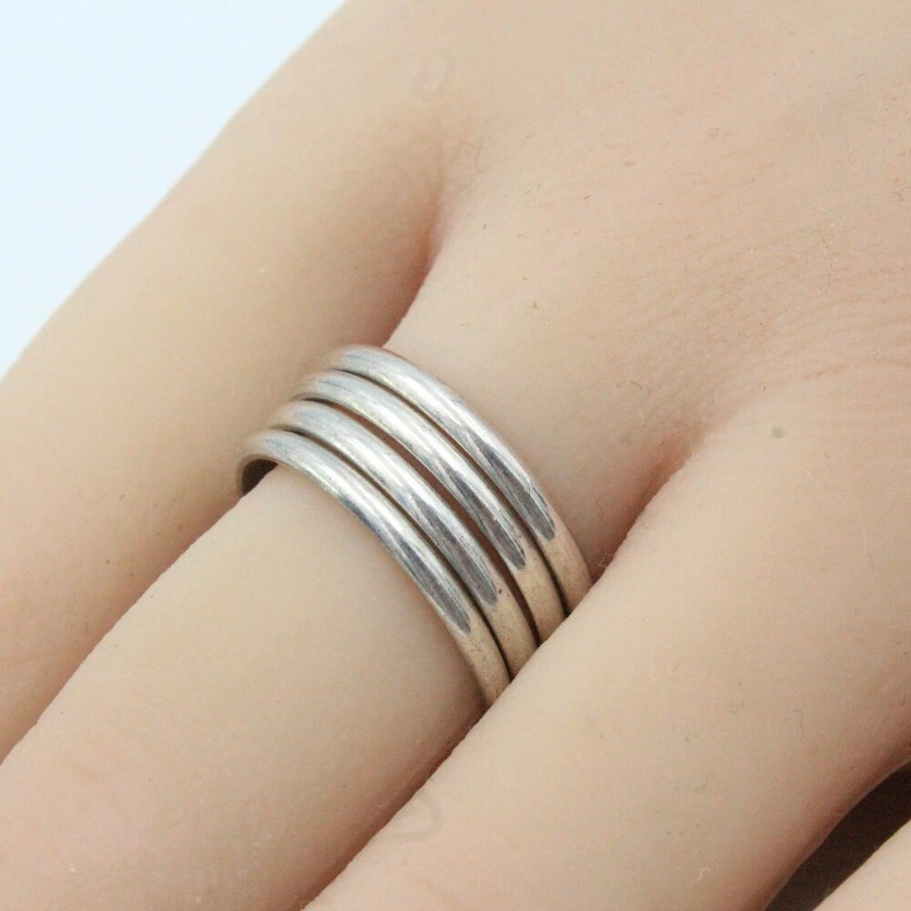 Vintage Sterling Silver Tested Stackable Four (4)… - image 3